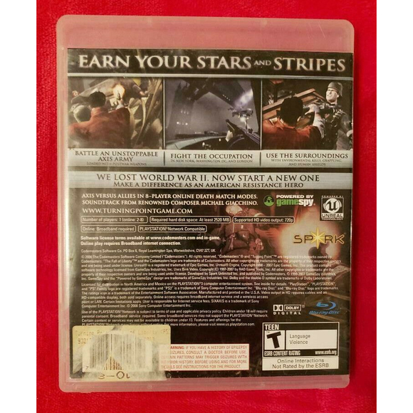Turning Point: Fall of Liberty 2008 PlayStation 3 PS3 Complete w/ Manual - Picture 2 of 4
